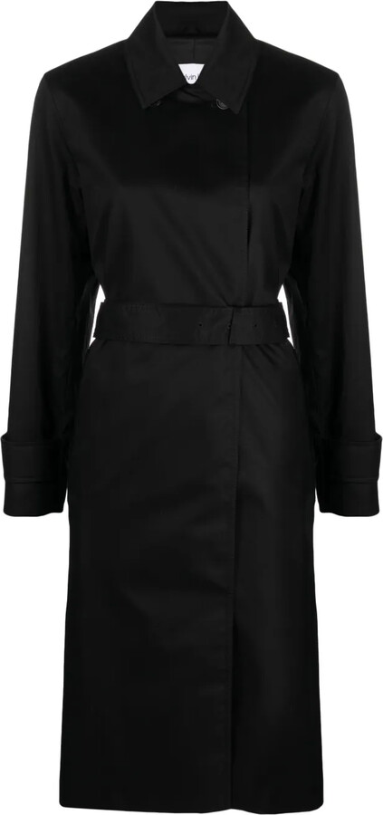 Calvin Klein Spread-Collar Belted Trench Coat