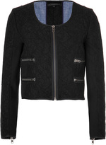 Thumbnail for your product : Victoria Beckham Bonded Lace Cropped Jacket in Black/Midnight Blue