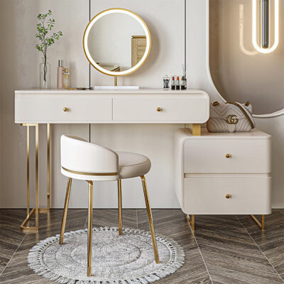 Makeup Vanity with Light mirror,4 drawers,Power Outlet