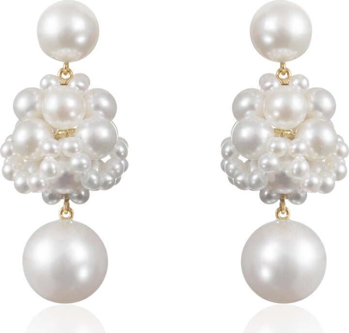 Sophie Bille Brahe Dora 14K Yellow Gold Pearl Earrings