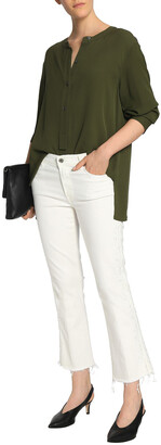 7 For All Mankind Frayed Embroidered Straight-leg Jeans