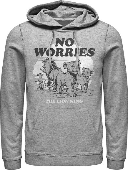 The Lion King Men's Lion King No Worries Cartoon Pull Over Hoodie - Athletic Heather - X Large
