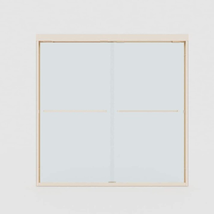 Vitrium 60 in. W x 56 in. H Sliding Semi-Frameless Tub Door in Brushed Nickel with Clear Glass and Handles