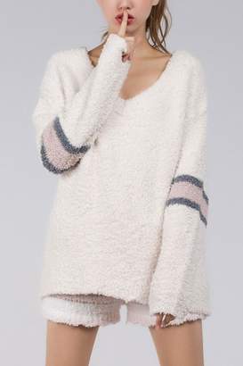 POL Berber-Fleece Pullover Sweater