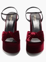 Thumbnail for your product : Saint Laurent Bianca Knotted Velvet Platform Sandals - Burgundy