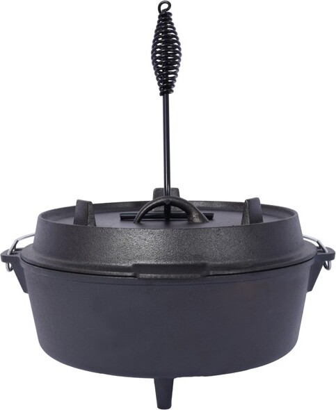 ChicFurnitPotsandPans8QuartOutdoorCampingDeepPotwithIronPotRackPortableCookwareforCampingCookingBBQBlack13\