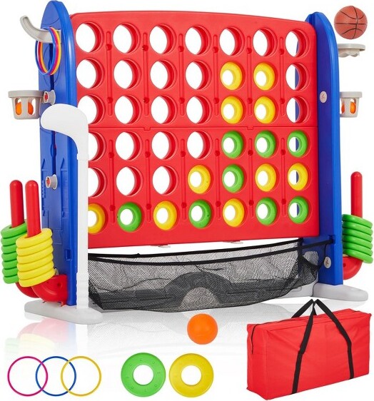 GustoWave Giant4-in-1TabletopGameSet–3.6Ft4toScorew/Basketball,Golf&RingToss,PortableIndoor/OutdoorFamilyGamew/CarryingBagforKids