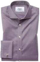 Thumbnail for your product : Extra Slim Fit Spread Collar Non-Iron Twill Dark Purple Cotton Dress Shirt French Cuff Size 15/35 by Charles Tyrwhitt