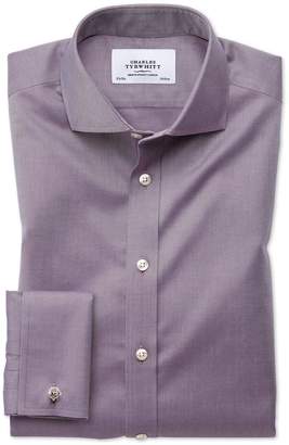 Extra Slim Fit Spread Collar Non-Iron Twill Dark Purple Cotton Dress Shirt French Cuff Size 15/35 by Charles Tyrwhitt