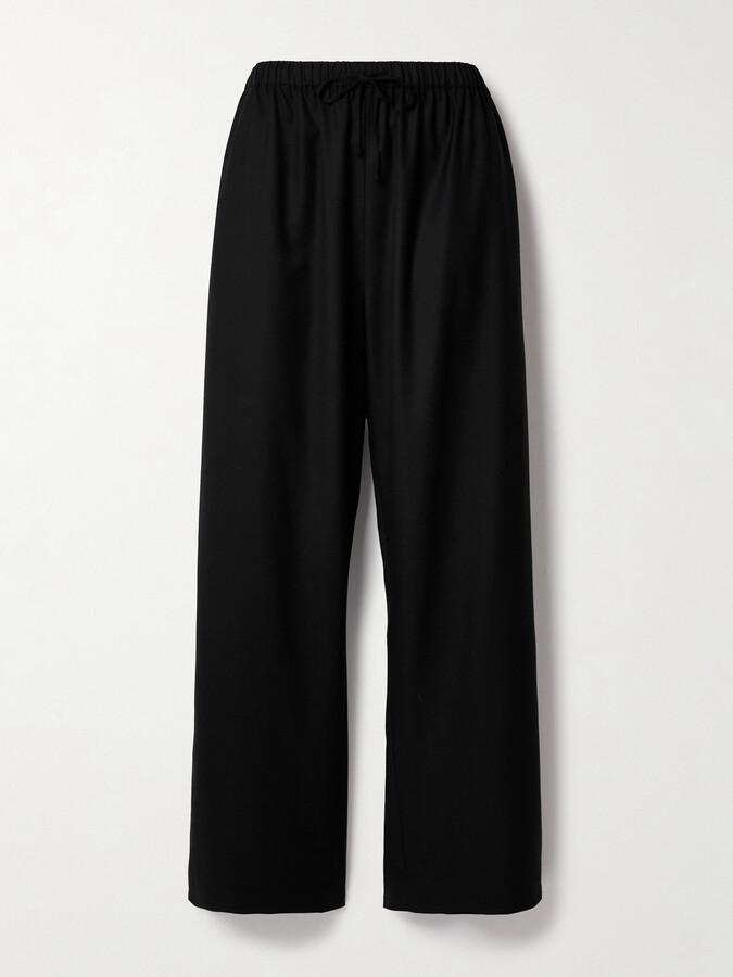 The Row Hubert Wool-twill Wide-leg Pants - Black