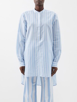 Totême Stand-collar Longline Cotton-blend Poplin Shirt