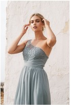 Thumbnail for your product : Little Mistress Bridesmaid Luanna Pistachio Embellished One-Shoulder Maxi Dress
