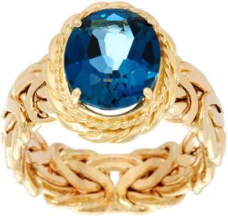 14K Gold Polished Byzantine and Gemstone Ring