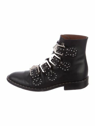 Givenchy Leather Studded Accents Combat Boots Black