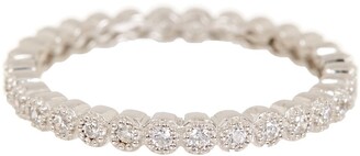 Lafonn Platinum Over Sterling Silver Micro Pave Simulated Diamond Antique Eternity Band
