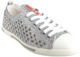 Thumbnail for your product : Prada Sport silver glitter and spiked sneakers