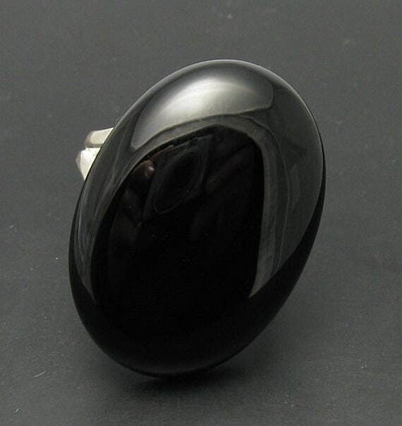 Etsy Big Sterling Silver Ring With Black Onyx Hallmarked 925 Nickel Free Adjustable
