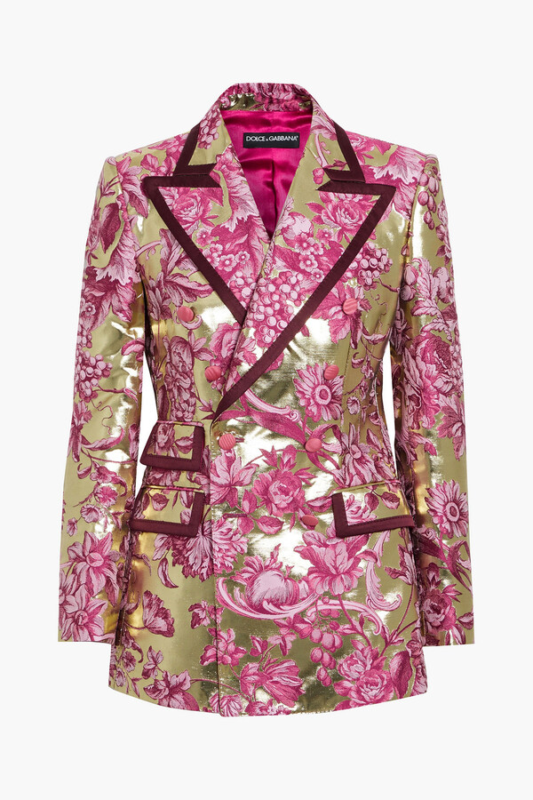 Dolce & Gabbana Double-breasted metallic floral-jacquard blazer - ShopStyle