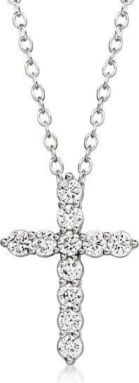Ross-Simons Ross-Simons0.25ct.t.w.Lab-GrownDiamondCrossPendantNecklaceinSterlingSilverSize16