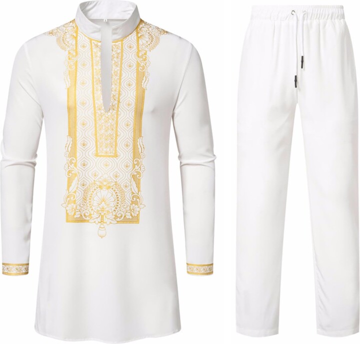 COOFANIN Valentines Bear Muslim Thobe for Men African Caftan