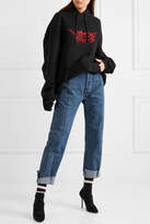 Thumbnail for your product : Vetements Oversized Printed Cotton-blend Jersey Hooded Top - Black