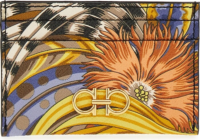 Ferragamo Gancini Foulard Leather Card Holder