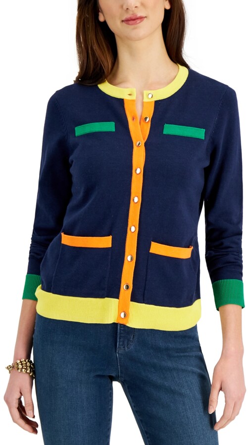 charter club color block cardigan
