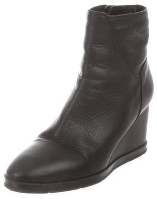 Aquatalia Leather Wedge Ankle Boots Black Leather Wedge Ankle Boots