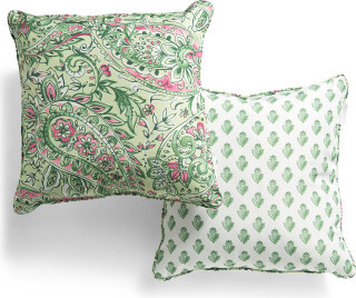 TJMAXX 18X18 2Pk Garden Gala Paisley Indoor Outdoor Pillows, Polyester