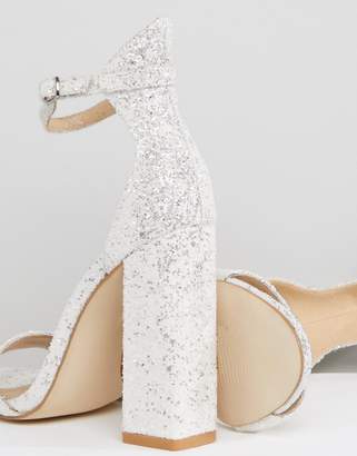 Laurèl Be Mine Bridal White Glitter Block Heeled Sandals