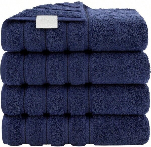 AI'MAGE Luxury4-PieceBathTowelSet600GSMTurkishCottonNavyBlue27x54InblueStandard
