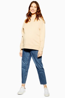 Topshop Womens **Maternity Mid Blue Over The Bump Straight Jeans - Mid Stone