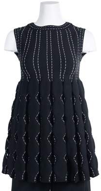 Alaia Womens Black Wool Blend Contrast Stitched Sleeveless Top.