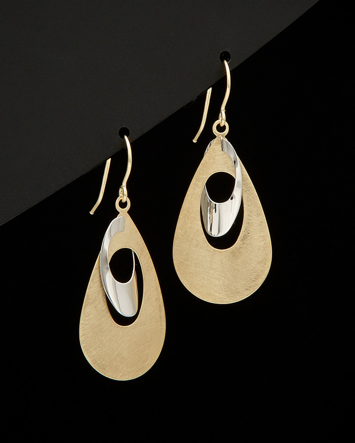 Italian Gold 14K Two-Tone Drop Earrings