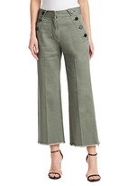 Thumbnail for your product : Derek Lam 10 Crosby Wide-Leg Twill Crop Trousers