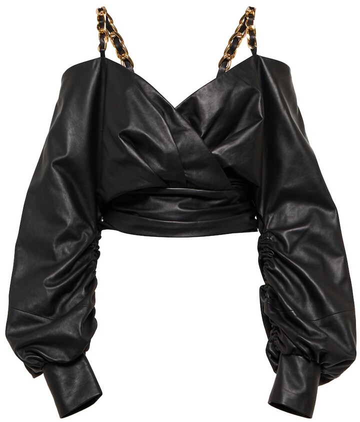 Leather Crop Top | Shop the world's largest collection of fashion 