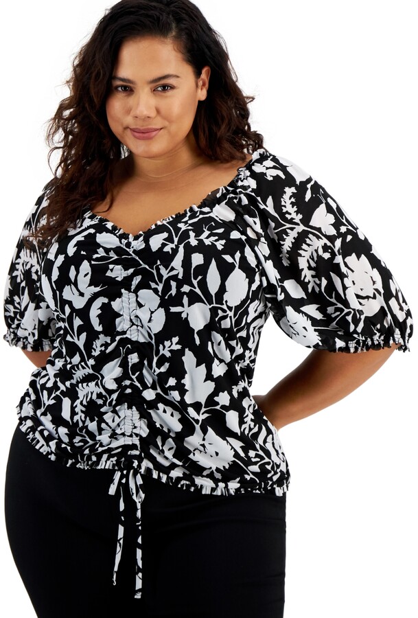 Plus Size Womens Fashion Solid Ruched Long Foldover Collar Tunic Top Blouse Tops