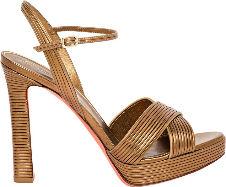 Santoni Women's leather high-heel sandal