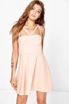 Thumbnail for your product : boohoo Marimo Strappy Bodice Skater Dress