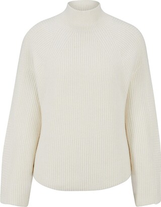 HUGO BOSS Relaxed-fit sweater with mock neckline and curved hem