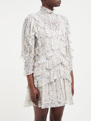 Rebecca Taylor Vivianna Floral-print Silk-blend Dress - White Print