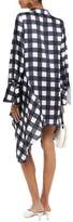 Thumbnail for your product : Mother of Pearl April Asymmetric Checked Satin Mini Shirt Dress