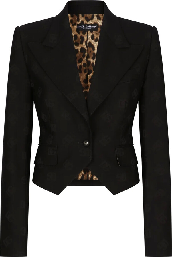 Dolce & Gabbana Monogram-Jacquard Single-Breasted Blazer