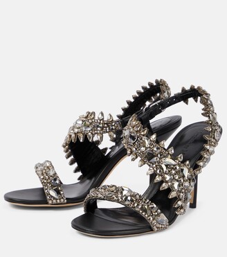 Alexander McQueen Crystal-embellished leather sandals