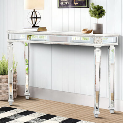 Living Room Mirror Console - Vintage Wood Carving, Easy To Clean Surface Finish Gorgeous With Carving Curved, Art , 48"w X 32.7"h 13.76"d