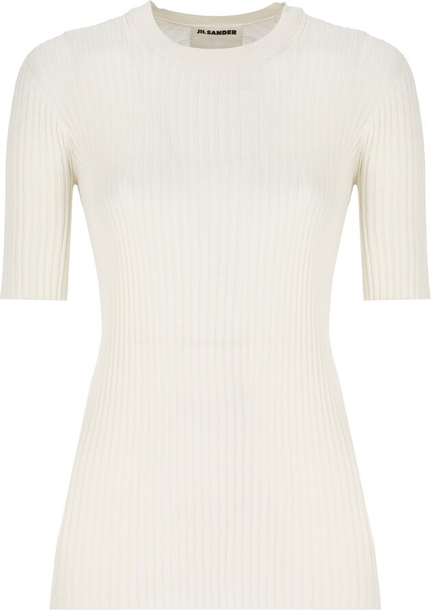 Jil Sander Short-Sleeved Ribbed-Knit Top
