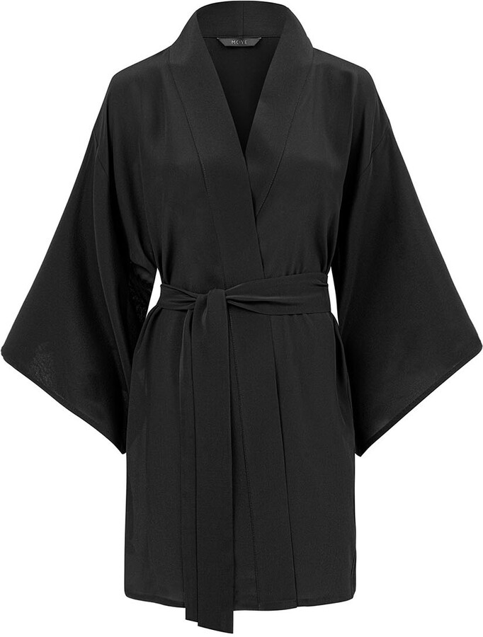 MOYE - Silk Crepe Kimono - Mila Black - ShopStyle Jackets