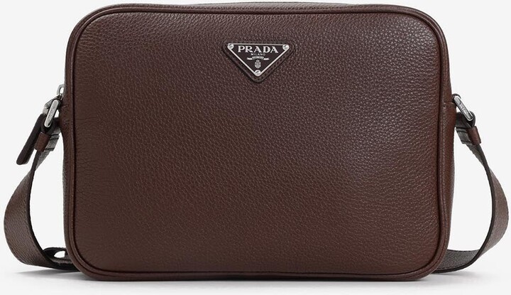 Prada Triangle Logo Leather Shoulder Bag