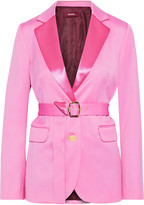 Thumbnail for your product : Sies Marjan Terry Belted Satin-trimmed Wool-twill Blazer