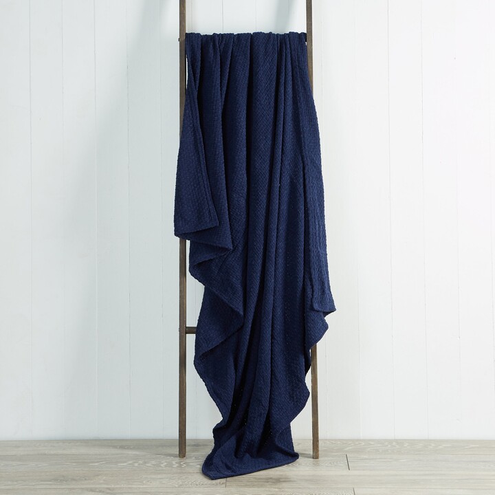 Dunelm Chenille Basketweave 130cm x 180cm Throw Navy ShopStyle